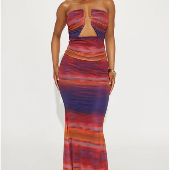 Fashion Nova Dresses & Skirts - Veronica Mesh Maxi Dress - Purple/combo